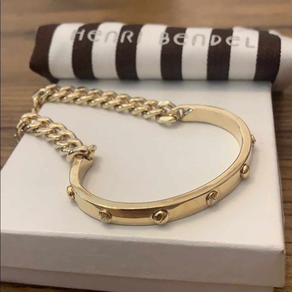 henri bendel Gold-Tone Stud Accent Chain Bracelet